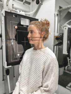 Patient receiving a cervical x-ray after an auto accident