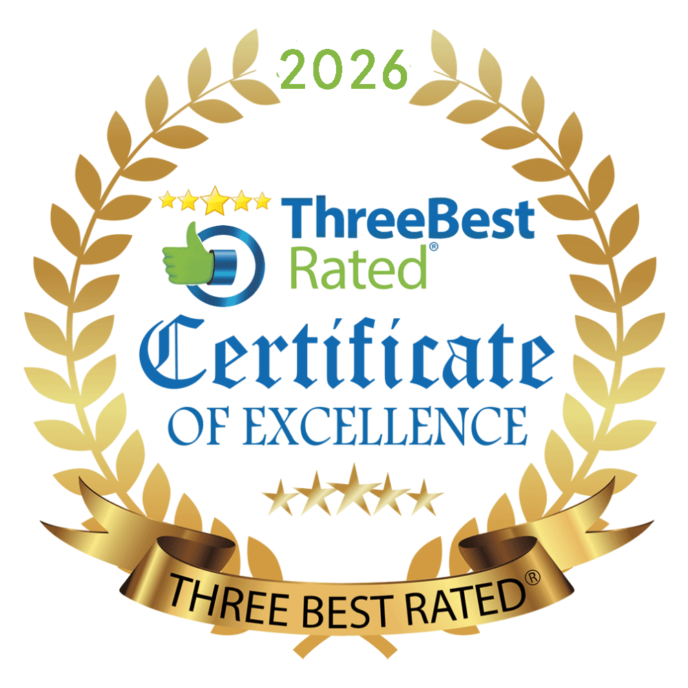 TBRGBadgewhitebackground2026-999X999 Three Best Rated Certificate of Excellence 2026 badge